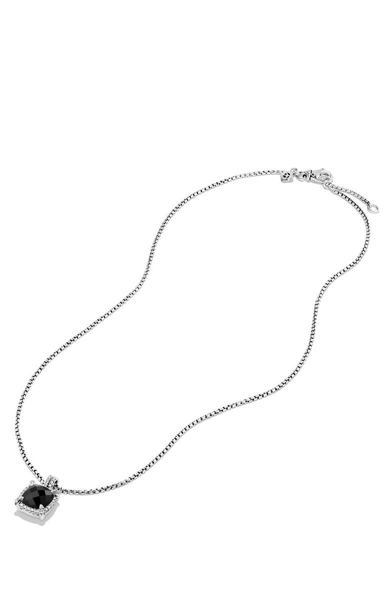 David Yurman Châtelaine Small Pavé Bezel Pendant Necklace with Diamonds, Alternate, color, Black Onyx