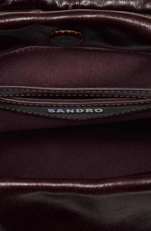 Shop Sandro Small Shiny Leather Bag In Bordeaux