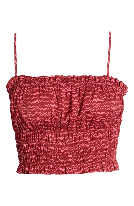 Melrose And Market Smocked Cropped Camisole In Red- Pink Zaggeo