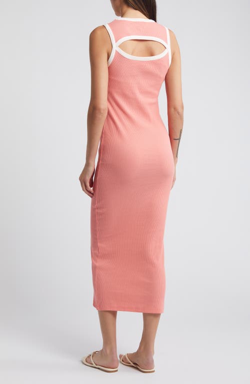 1.state Back Cutout Cotton Rib Midi Dress In Shell Pink