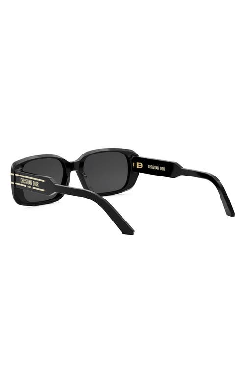 Shop Dior Signature S12i 53mm Rectangular Sunglasses In Shiny Black/smoke