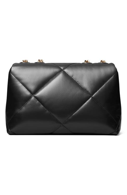 Tory Burch Kira Diamond Quilted Leather Small Convertible Shoulder Bag In Black