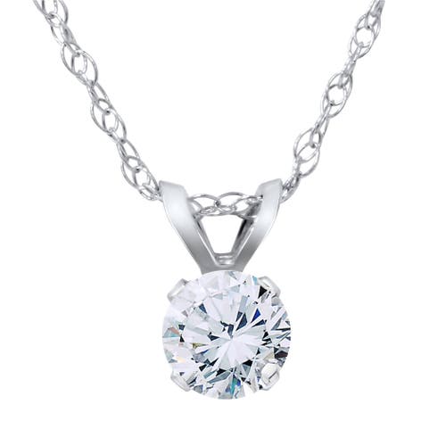 Bliss Diamond Vs 3/8ct Diamond Solitaire Pendant 14k Gold In 14k White Gold