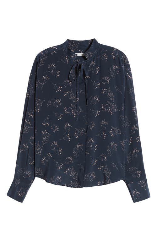 Shop Wyeth Paige Long Sleeve Silk Top In Navy