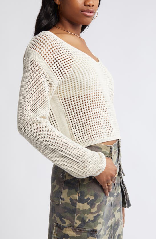 Shop Bp. Boxy Mesh Stitch Sweater In Ivory Dove