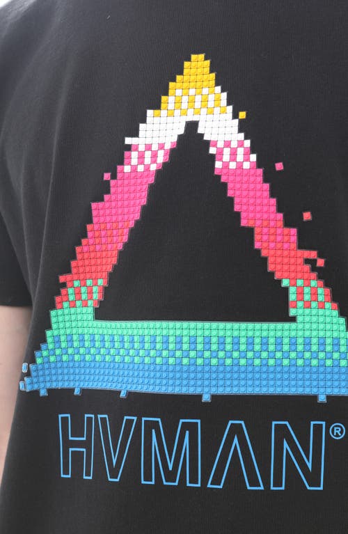Shop Hvman Novelty Pixel Cotton Graphic T-shirt In Black