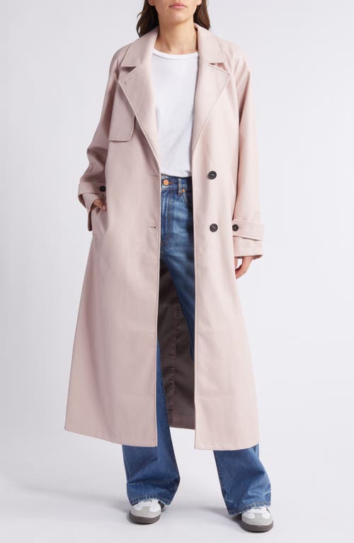 Faux Leather Trench Coat in Pink