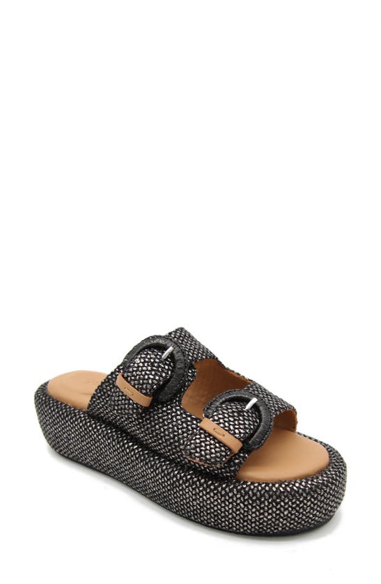 Shop Gentle Souls By Kenneth Cole Theresa Platform Slide Sandal In Pewter Raffia