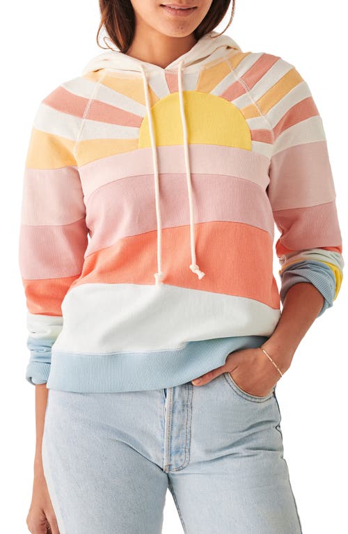 Faherty Soleil Stripe Cotton Hoodie in Sunset