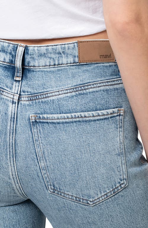 Mavi Jeans New York Rhinestone Chew Hem Ankle Straight Leg Jeans In Shiny Mid Denim