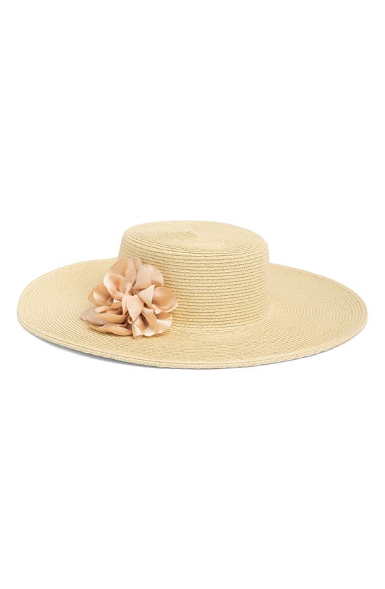 Shop Bcbg Rosette Boater Hat In Natural