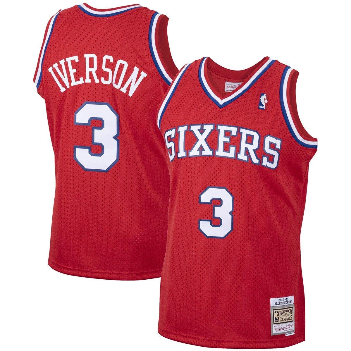 Men's Mitchell & Ness Allen Iverson Red Philadelphia 76ers 1996-97 Hardwood  Classics Swingman Jersey