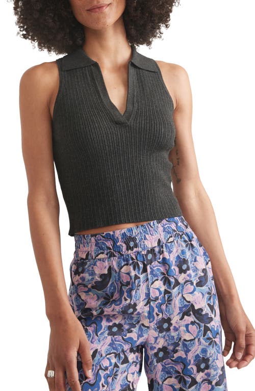 Marine Layer Amelia Cropped Tank Top In Faded Black