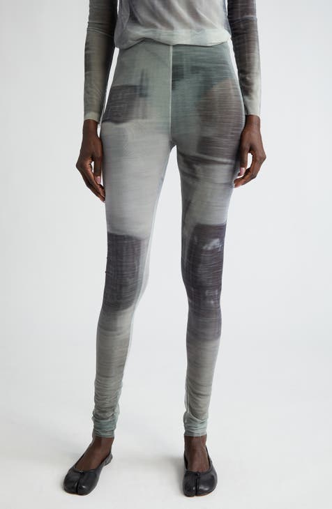 Ombre Mesh Cropped Leggings With Mesh