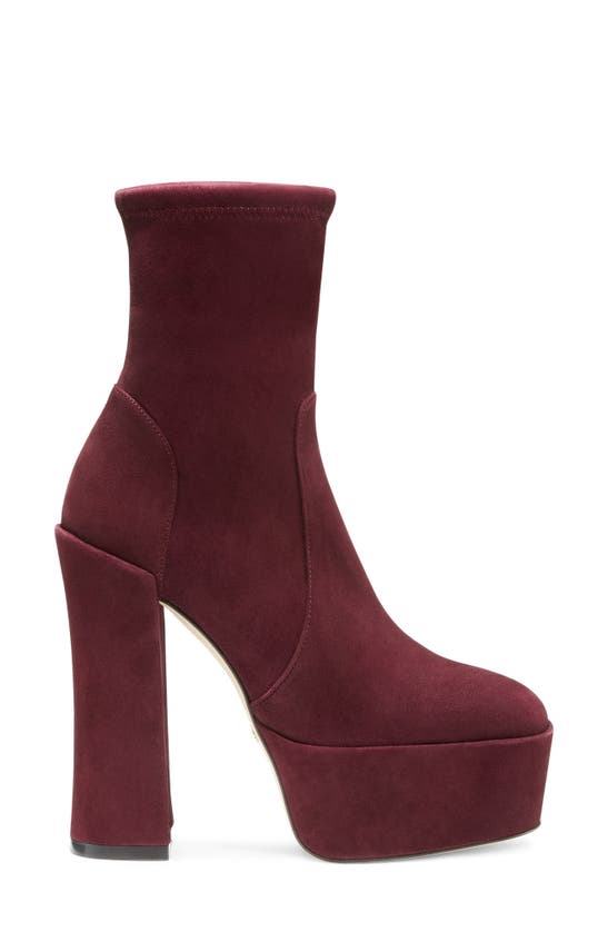 Stuart Weitzman Skyhigh 145mm Suede Platform Boots In Cabernet