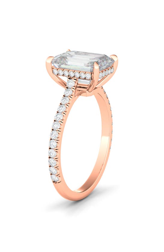 Hautecarat Emerald Cut & Pavé Lab Created Diamond 18k Gold Ring In 18k Rose Gold