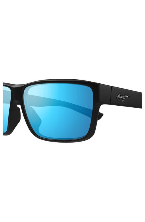 Maui Jim Uila 62mm Polarizedplus2® Oversize Rectangular Sunglasses In Black/blue Hawaii