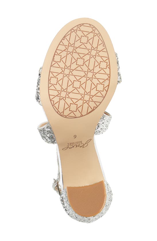 Jewel Badgley Mischka Cook Block Heel Glitter Sandal In Silver Leather