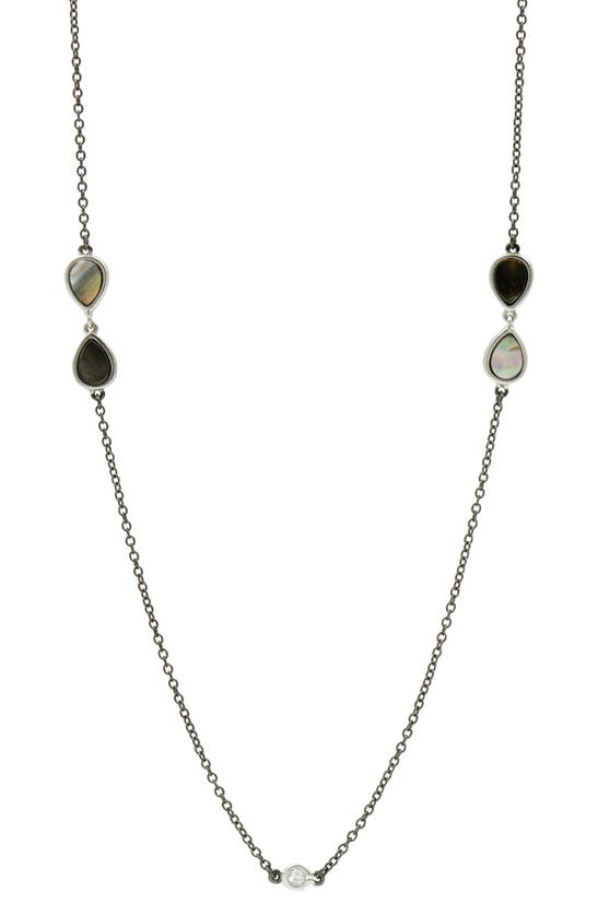 FREIDA ROTHMAN GREY MOTHER-OF-PEARL LONG STATION NECKLACE,IFPKZGPN57-36