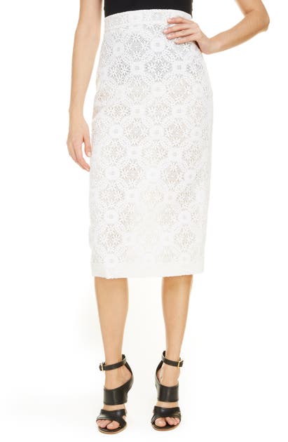 ALEXANDER MCQUEEN LACE PENCIL SKIRT,620470QEABP