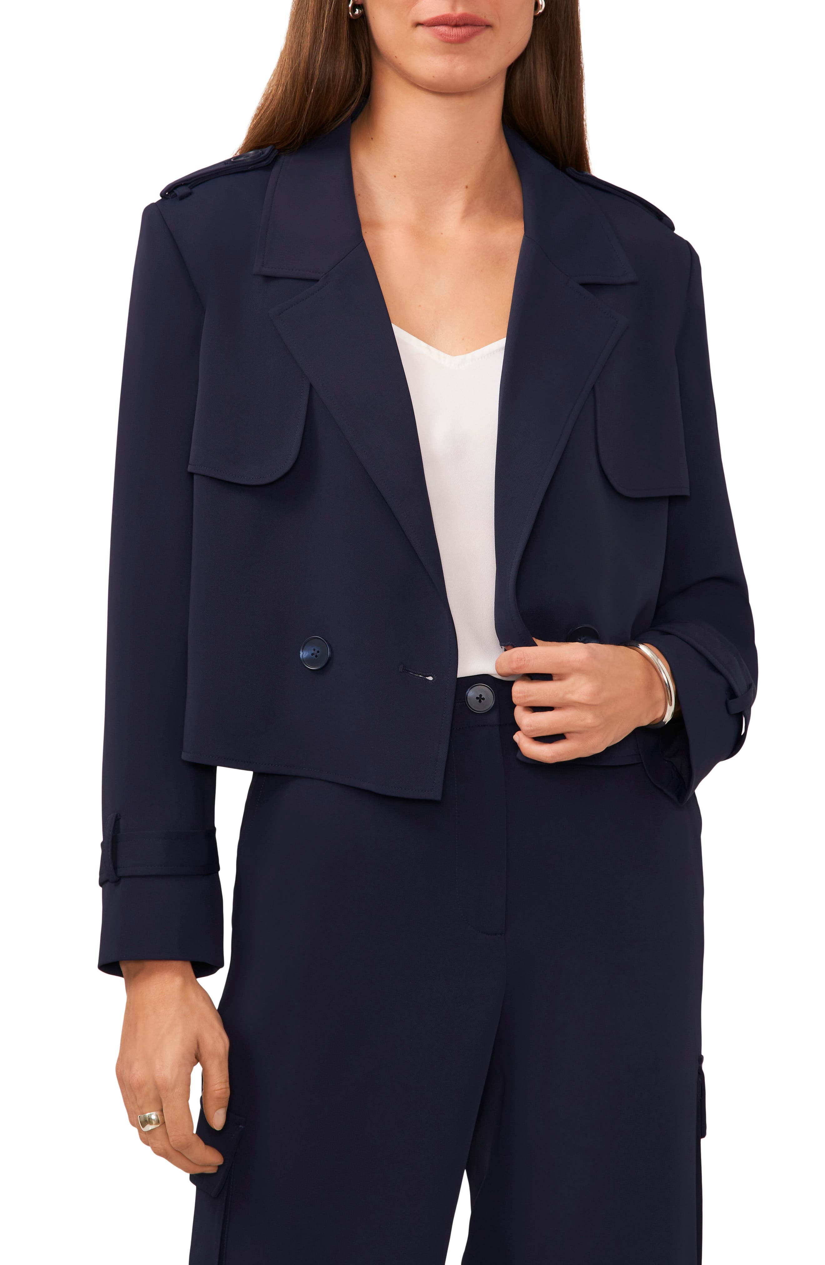 thumbnail image 2 of Women's Off-White Denim Cropped Trench Jacket - Universal Thread 2 of 6