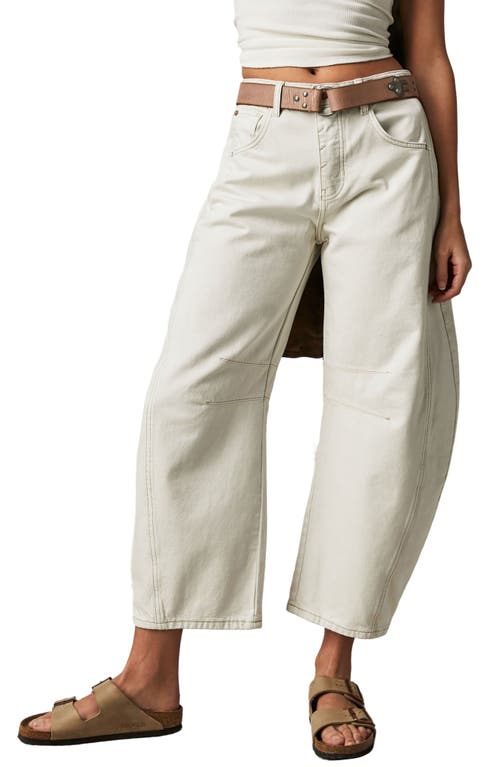 Free People Good Luck Mid Rise Barrel Leg Jeans Milk at Nordstrom,