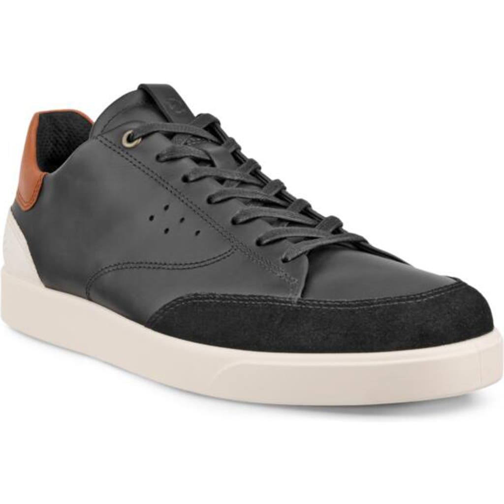 Ecco Street Lite Sneaker In Black/cognac/limestone