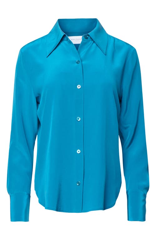 Equipment Leona Silk Button-Up Shirt in Deep Lagoon