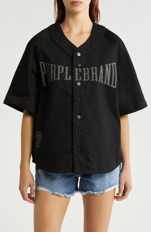 PURPLE BRAND Logo Cotton Baseball Shirt Black at Nordstrom