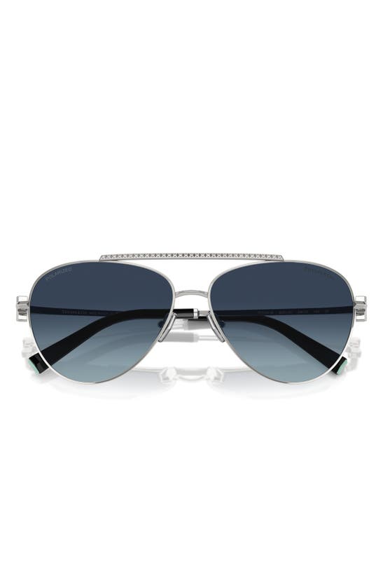 Shop Tiffany & Co . 59mm Gradient Polarized Pilot Sunglasses In Silver