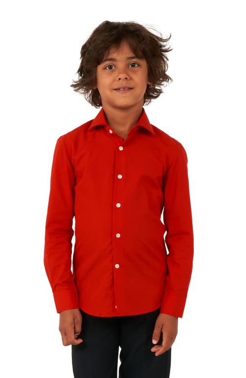 OppoSuits Kids' Red Devil Button-Up Shirt in Dark Red at Nordstrom, Size 8