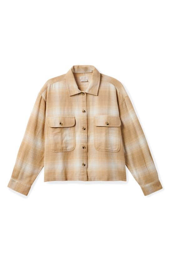 Shop Brixton Bowery Plaid Cotton Flannel Button-up Shirt In Sesame/ Off White