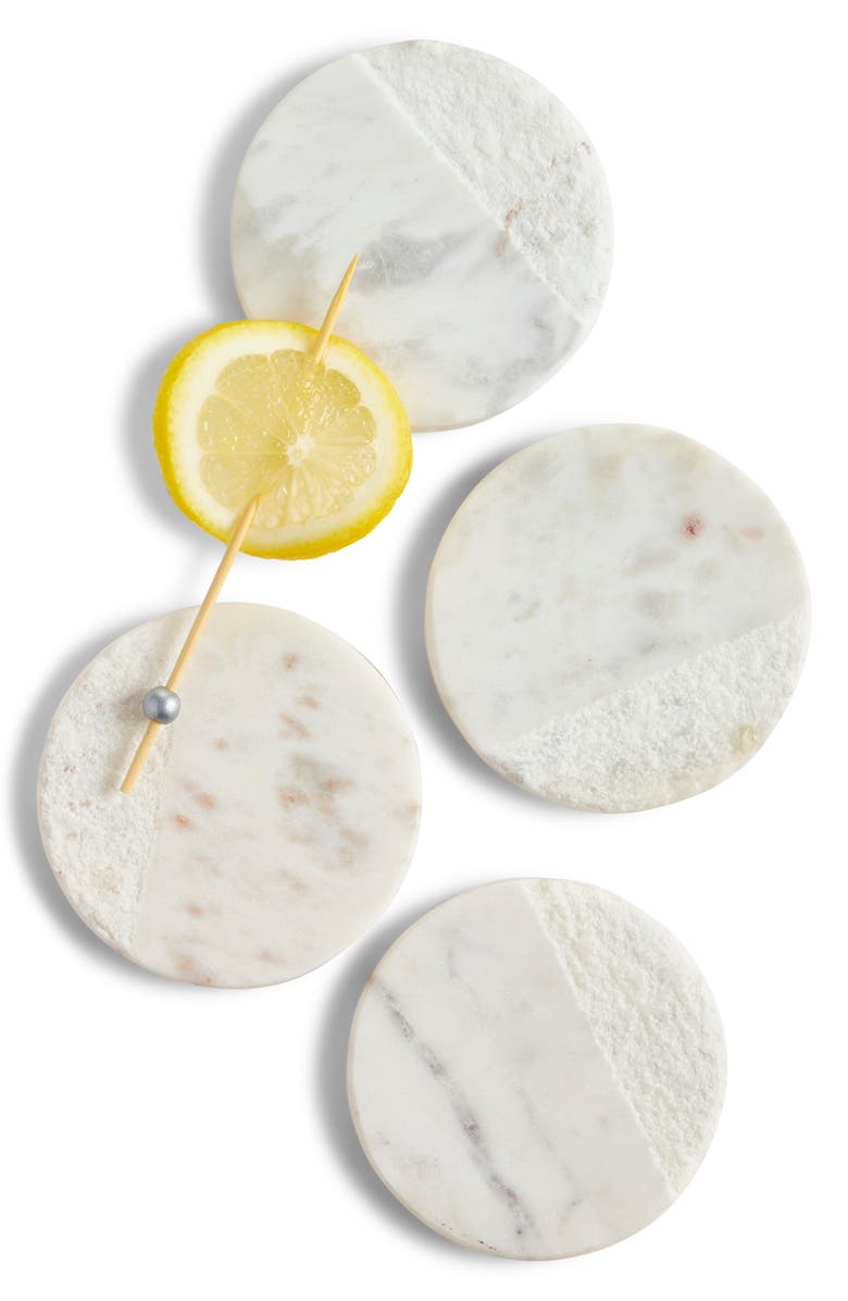 NORDSTROM Set of 4 Textured Marble Coasters, Main, color, WHITE