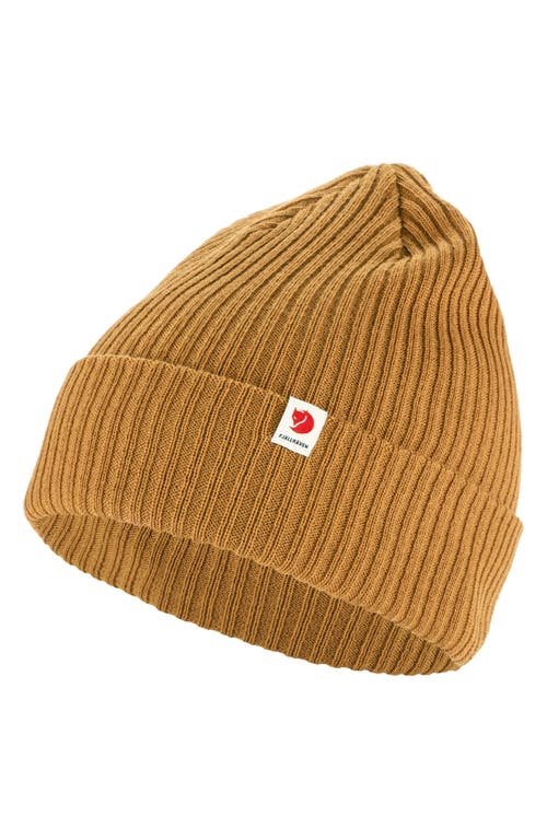 Shop Fjall Raven Fjällräven Ribbed Performance Beanie In Acorn