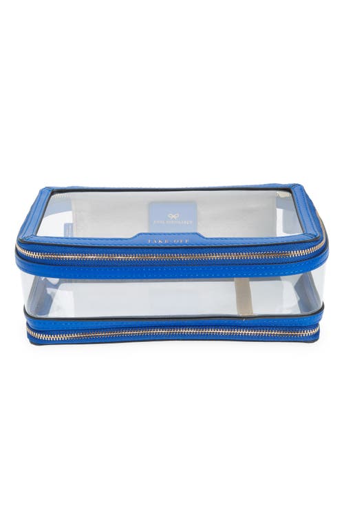 Shop Anya Hindmarch In-flight Clear Travel Case In Clear/electric Blue