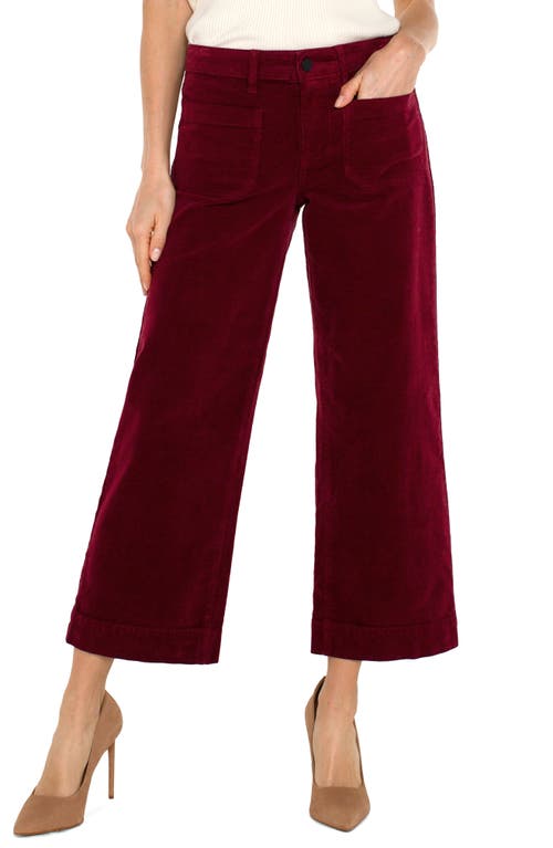 Shop Liverpool Patch Pocket Mid Rise Ankle Wide Leg Corduroy Pants In Ruby