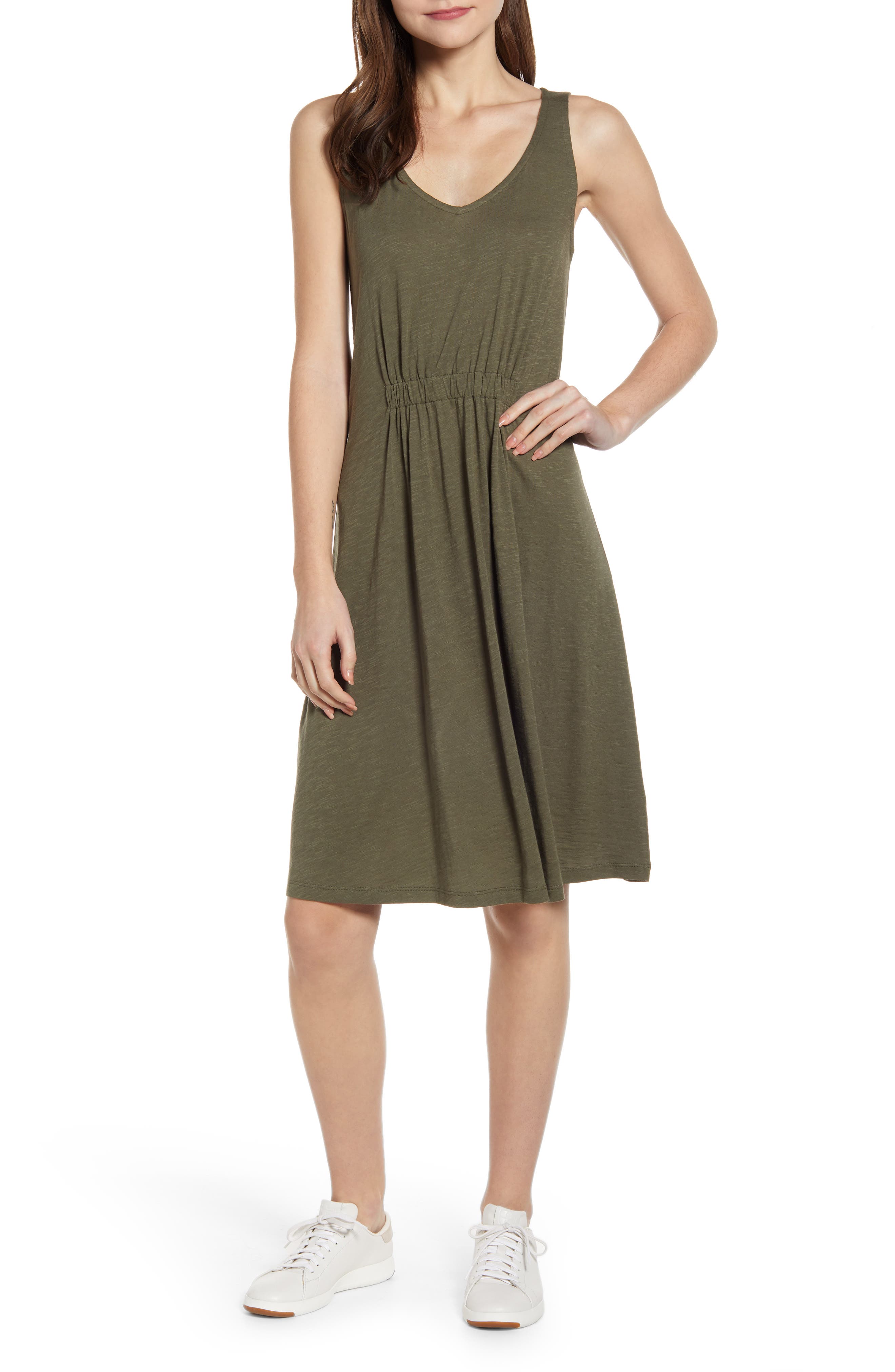 Petite Caslon Sleeveless Knit Dress, Green