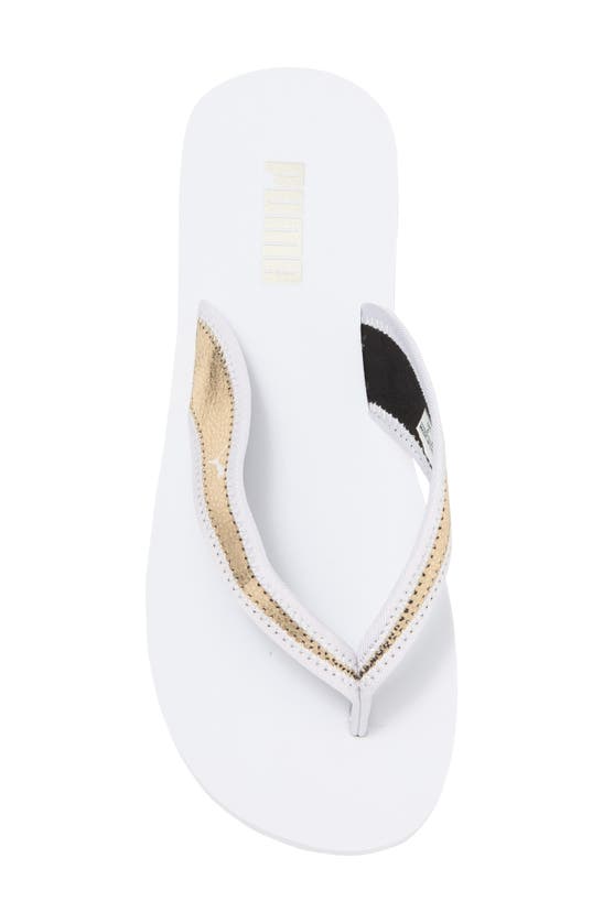Shop Puma Sandy Flip Flop In  White- Gold-white