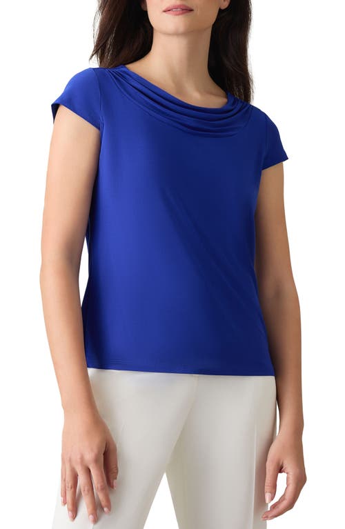 Shop Kasper Cowl Neck Cap Sleeve T-shirt In Royal