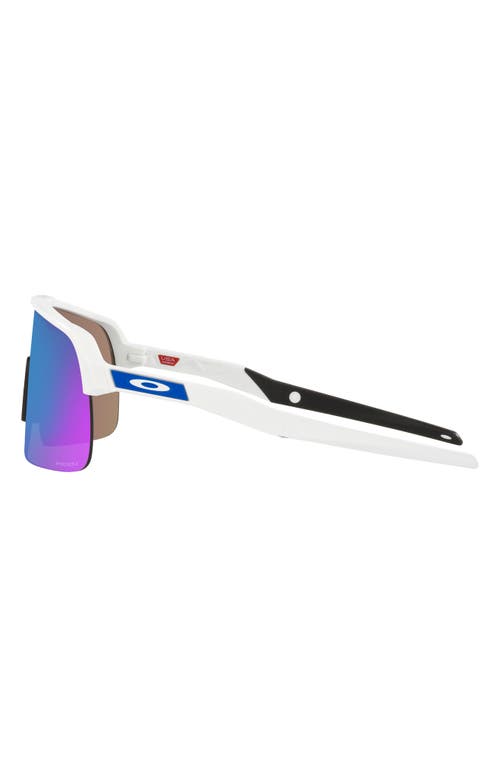 Oakley Sutro Lite 139mm Prizm™ Wrap Shield Sunglasses In White/prizm Sapphire