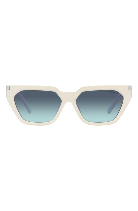 Shop Tiffany & Co . 56mm Irregular Sunglasses In Milky Ivory