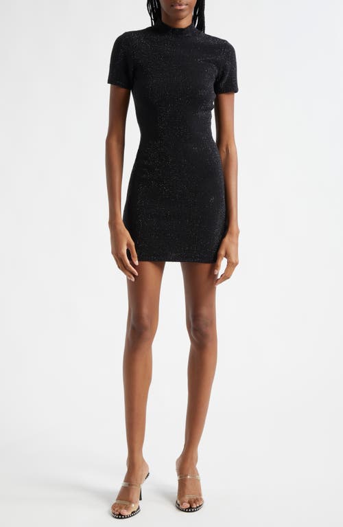 Shop Alexander Wang Hotfix Crystal Wool Blend Body-con Sweater Dress In Black