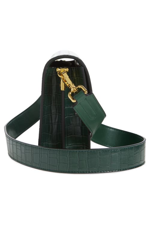 Jw Pei Mini Flap Croc Embossed Faux Leather Crossbody Bag In Dark Green Croc