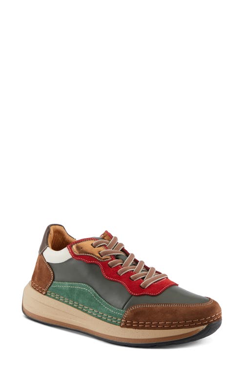 Spring Step Booker Sneaker In Olive Multi