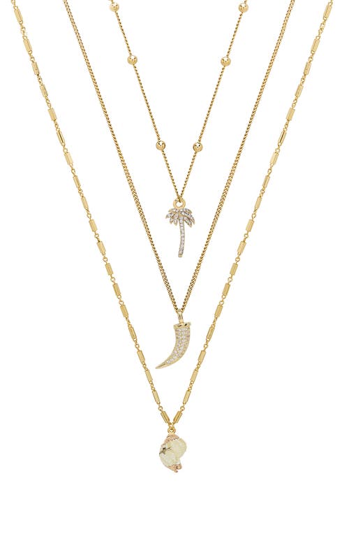 Set of 3 Tropical Necklaces in Gold