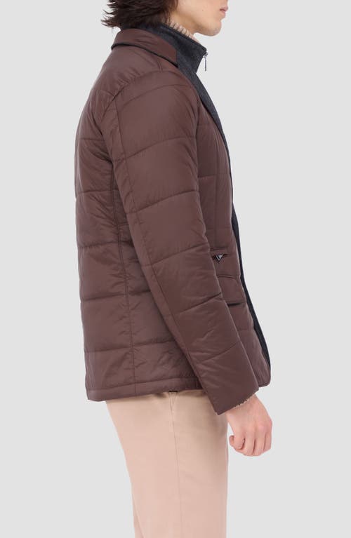 Bugatchi Quilted Water Repellent Nylon Blazer With Bib In Truffle