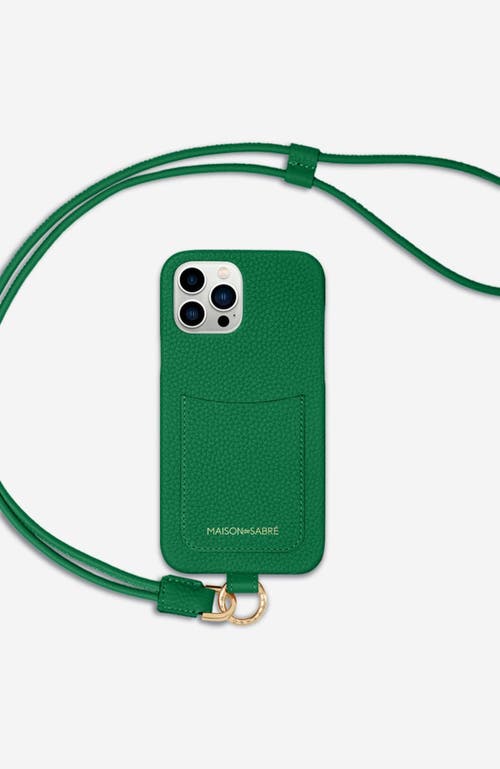 MAISON de SABRÉ Sling Phone Case in Emerald Green at Nordstrom
