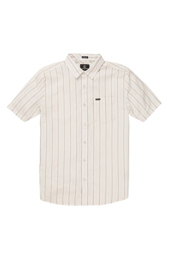Volcom Boiler Stripe Short Sleeve Button-up Shirt In Cloud
