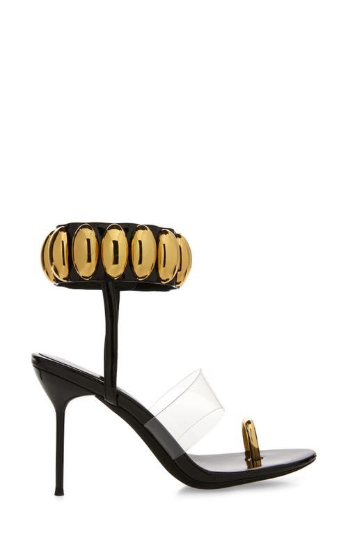 Shop Jeffrey Campbell Occasion Ankle Strap Sandal In Black Patent Gold