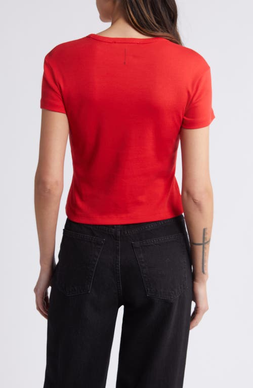 Shop Allsaints Stevie Crop Cotton Rib T-shirt In Red